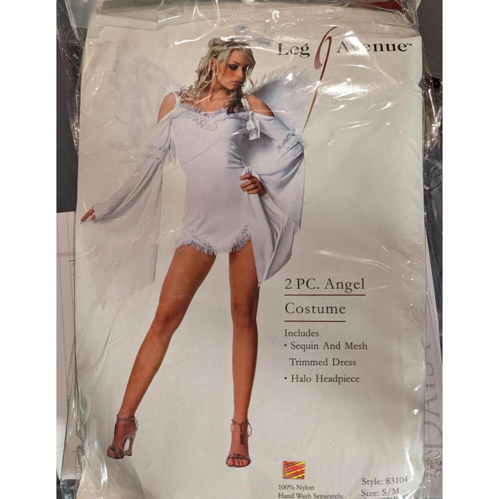 Leg Avenue 2 PC. White Angel Costume 83104 S/M w/ Halo Headpiece RARE Y2K - Picture 2 of 3